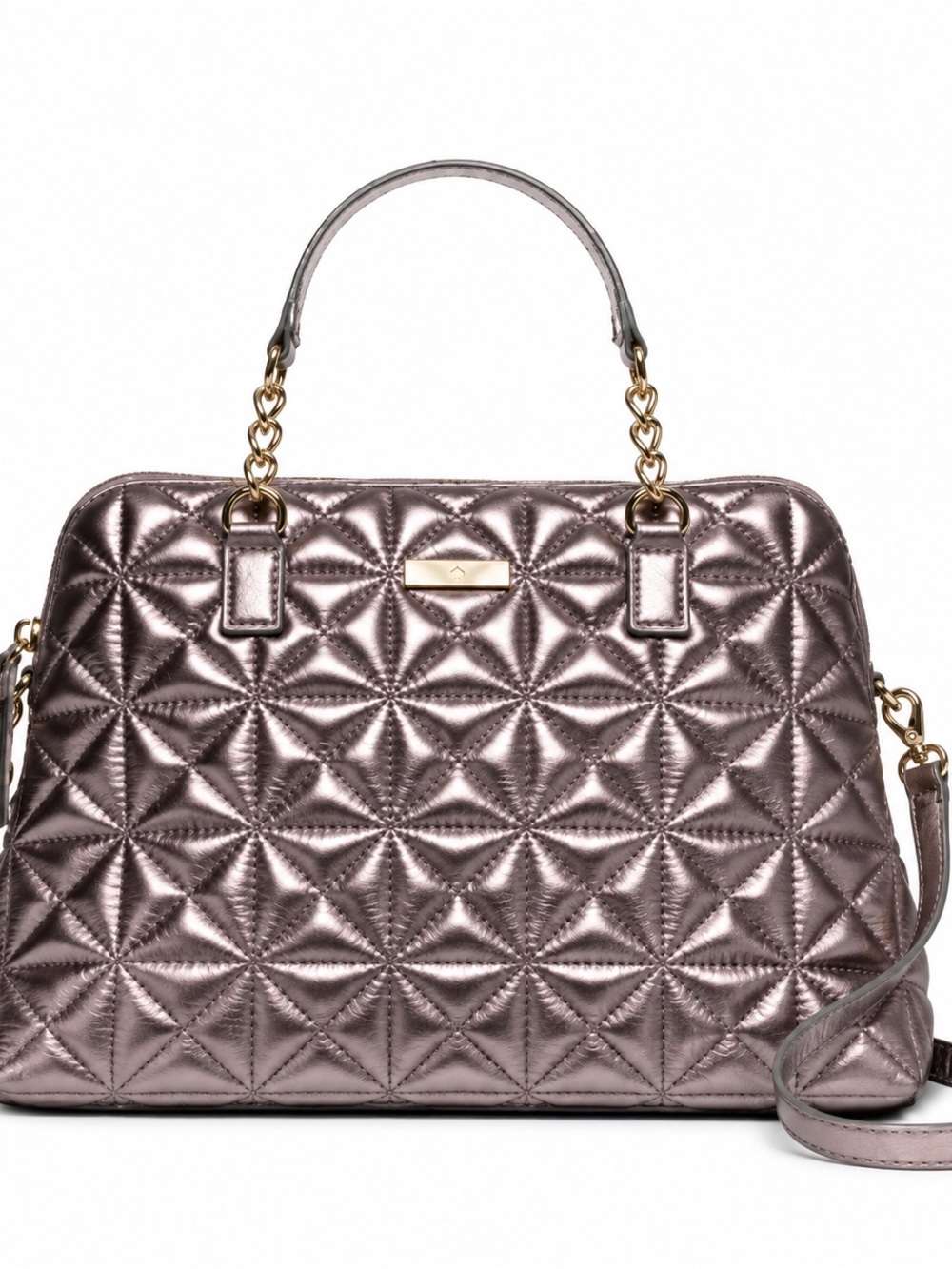 Kate Spade Metallic Quilted Leather Satchel Crossbody Handbag NWT